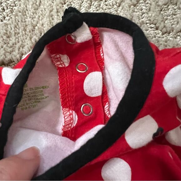 NEWBORN Disney Minnie Mouse Red & Black Polka Dot outfit Costume w/free puppet - Picture 8 of 13